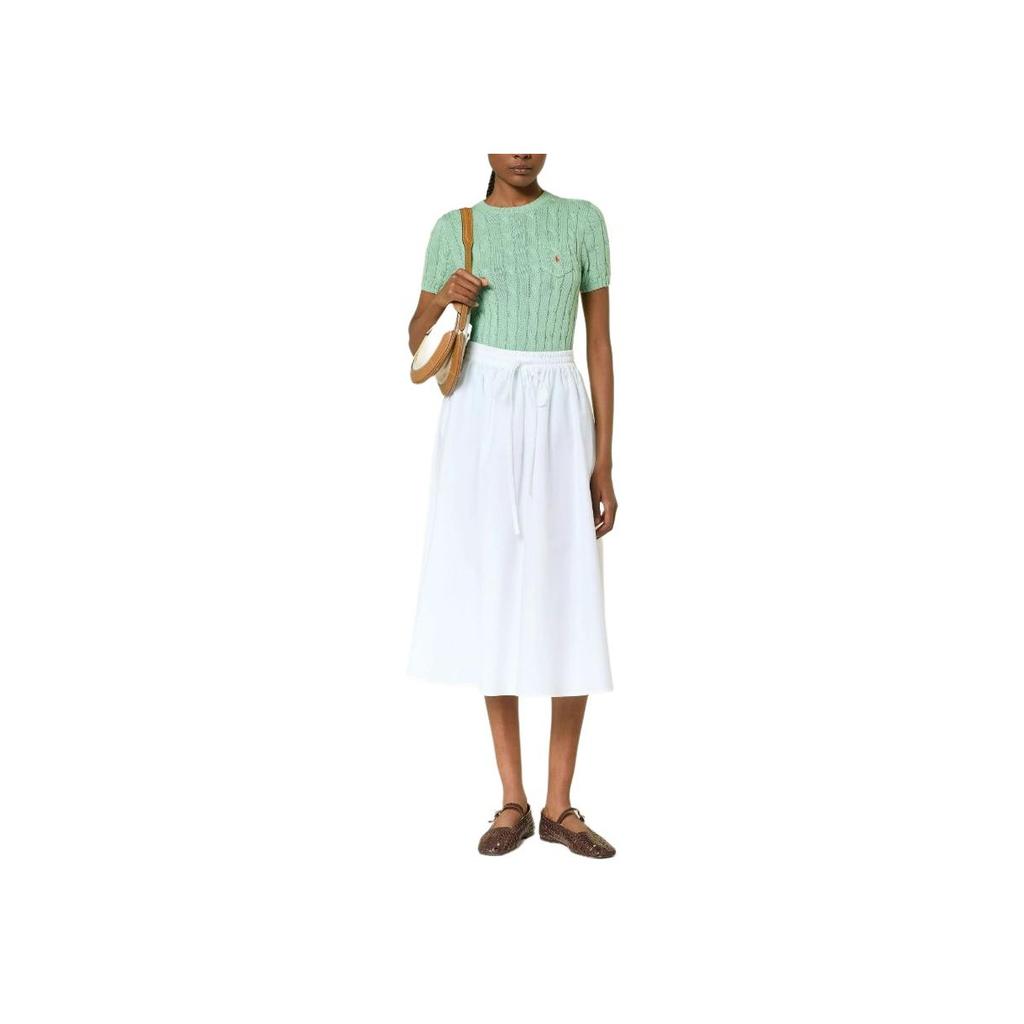 Polo Ralph Lauren Ribbed Knit Crew Neck Short Sleeve Sweater Women tops Green 211895379-018