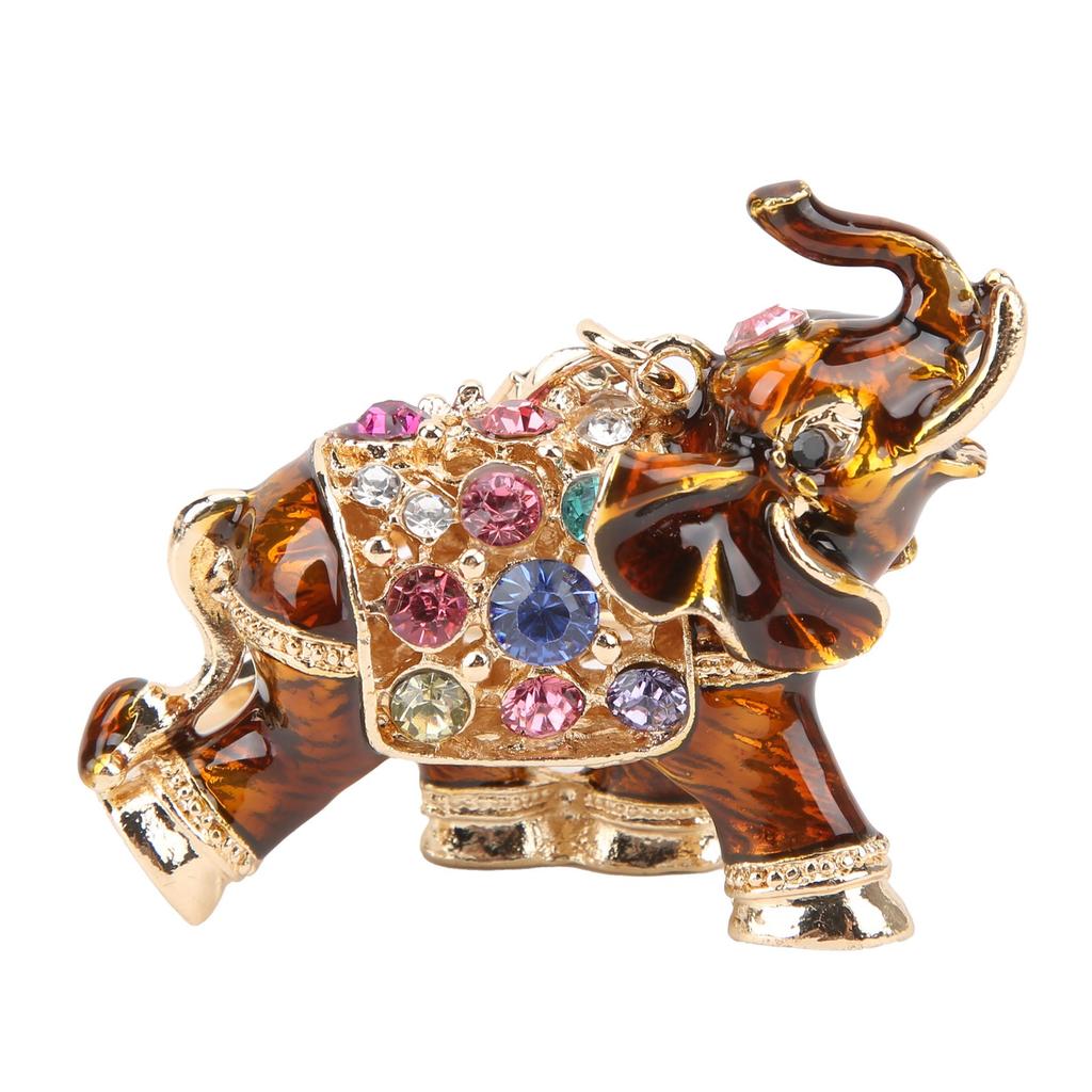Keychain Exquisite RhinestoneEncrusted Elephant Car Bag Pendant for Girl Birthday Gift(Dark Brown )