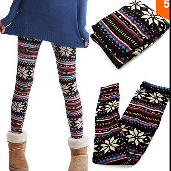 

Леггинсы «Снежинка-олень» Весенне-осенние брюки с узором «снежинка»