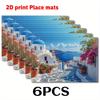 2 szt./4 szt./6 szt. Greckie Podkładki (Druk 2D)Piękne Krajobrazy Greckich Miast 11,8x17,7 cala - Rustykalna Podkładka pod Misę/Talerz do Artystycznej DEKORACJI STOŁU,