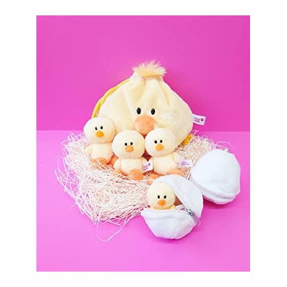 Chaveiro NICI Ovo BB + Pintinho 7cm Pelúcia Saco de Feijão Tamanho Mini Chaveiro
