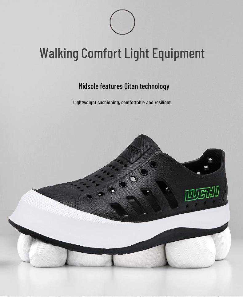Men's Summer Casual Breathable Non-slip Beach Sandals: Soft Sole, Hollow Design, Ideal for Outdoor Activities.