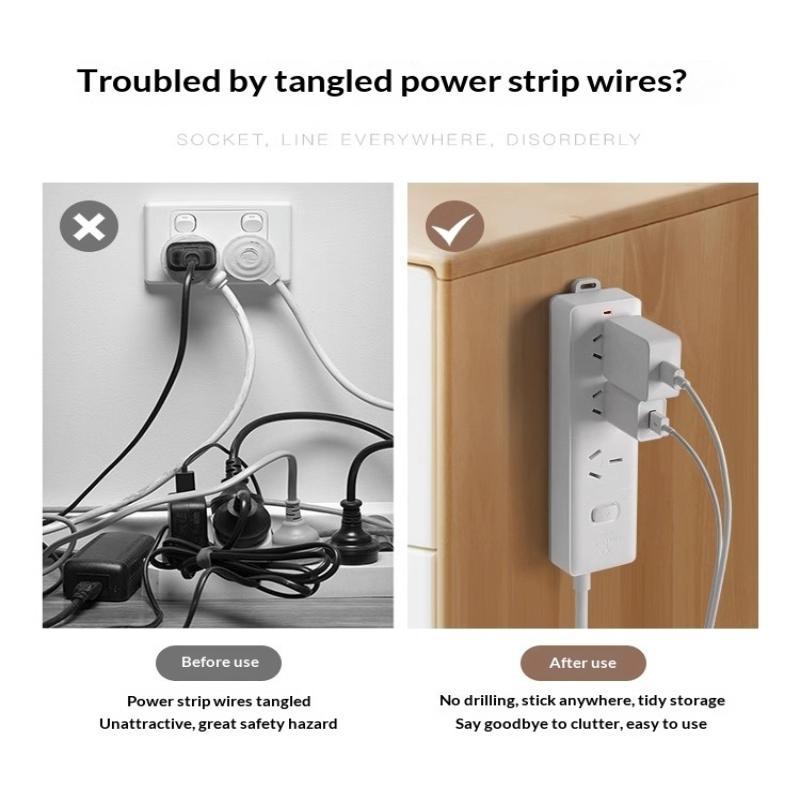 5/10PCS Self-Adhesive Wall Mount Power Strip Fixer Hanging Socket Holder No Drilling Cable Organizer for Home Use