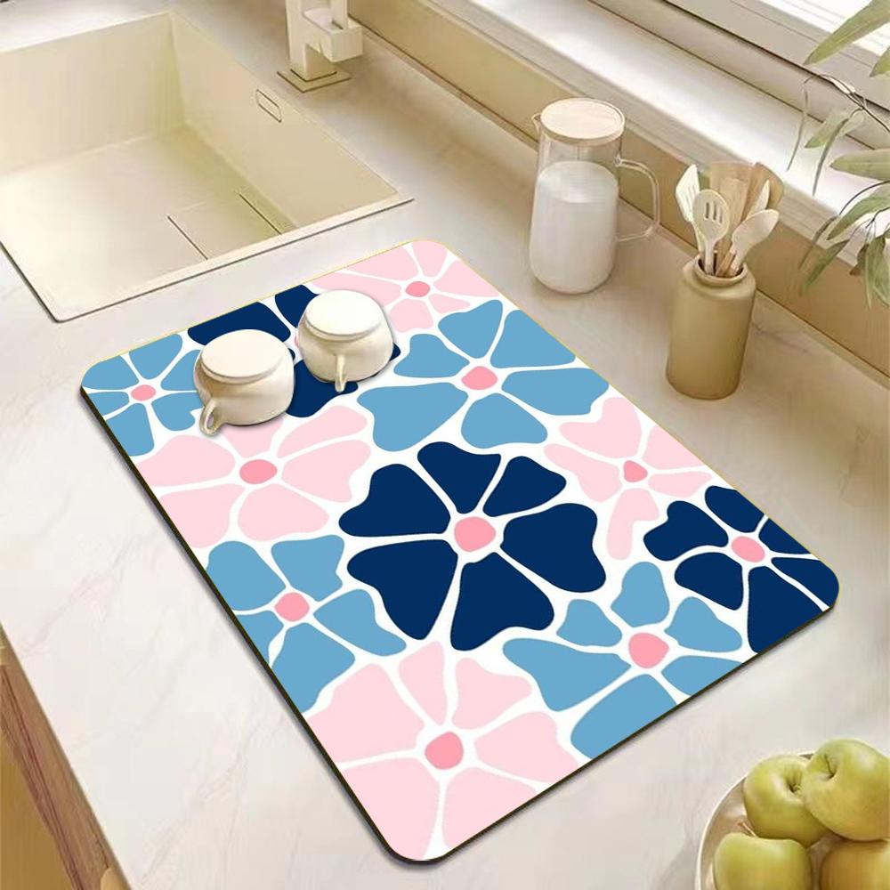 Абстрактное цветочное искусство Впитывающий коврик для сушки Посуды Кухонные коврики Коврик для сушки посуды Противоскользящая подставка для столовых приборов Кухонные принадлежности Декор 40x60cm 1390₽