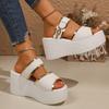 Sommer Damenschuhe Hohe Absätze Sandalen 2026 Neu Lässig Plateau Keilabsatz Sandalen Damen Mode Offene Zehenpartie Rom-Schuhe Damen Sandalias Mujer