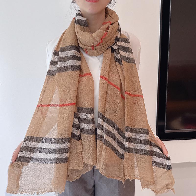 French Retro Wool Acrylic Long Scarf Women's Classic Striped Maillard Medium Thick Shawl Fashion Trend