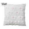 Cozy Sofa Pillow Covers Plush Throw Cover, Heart Embroidery Cushion Case with 3D Bowknot Jacquard, Romantic Room Decor Soft Fluffy Decorative