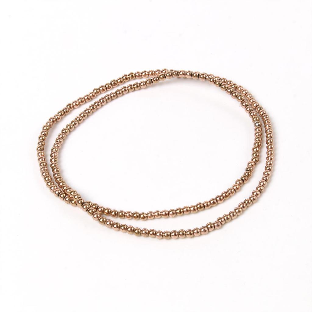 Handgefertigte Bastelfarbe, rosévergoldete Hämatitperlen, natürliche Rondelle-Perlen für Schmuckherstellung, DIY-Charms, Armband-Zubehör, 38,1 cm