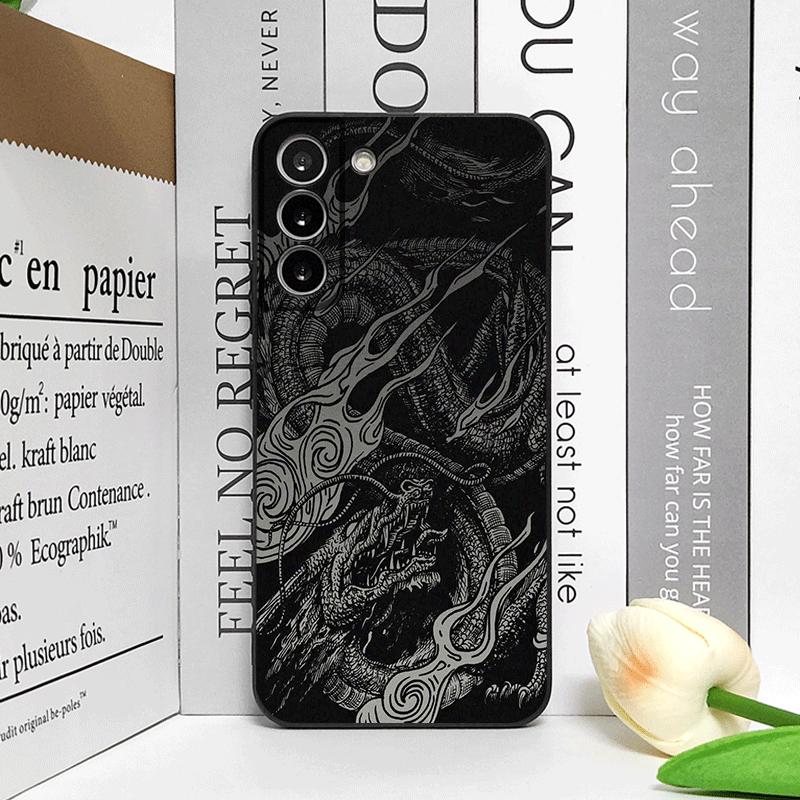 

Aesthetic Stylish Cool Black Dragon Printed Phone Case for Samsung Galaxy S26 S25 S24+ S23 Ultra S22 Plus S21 FE S20 Soft Cover Galaxy S26 Ultra