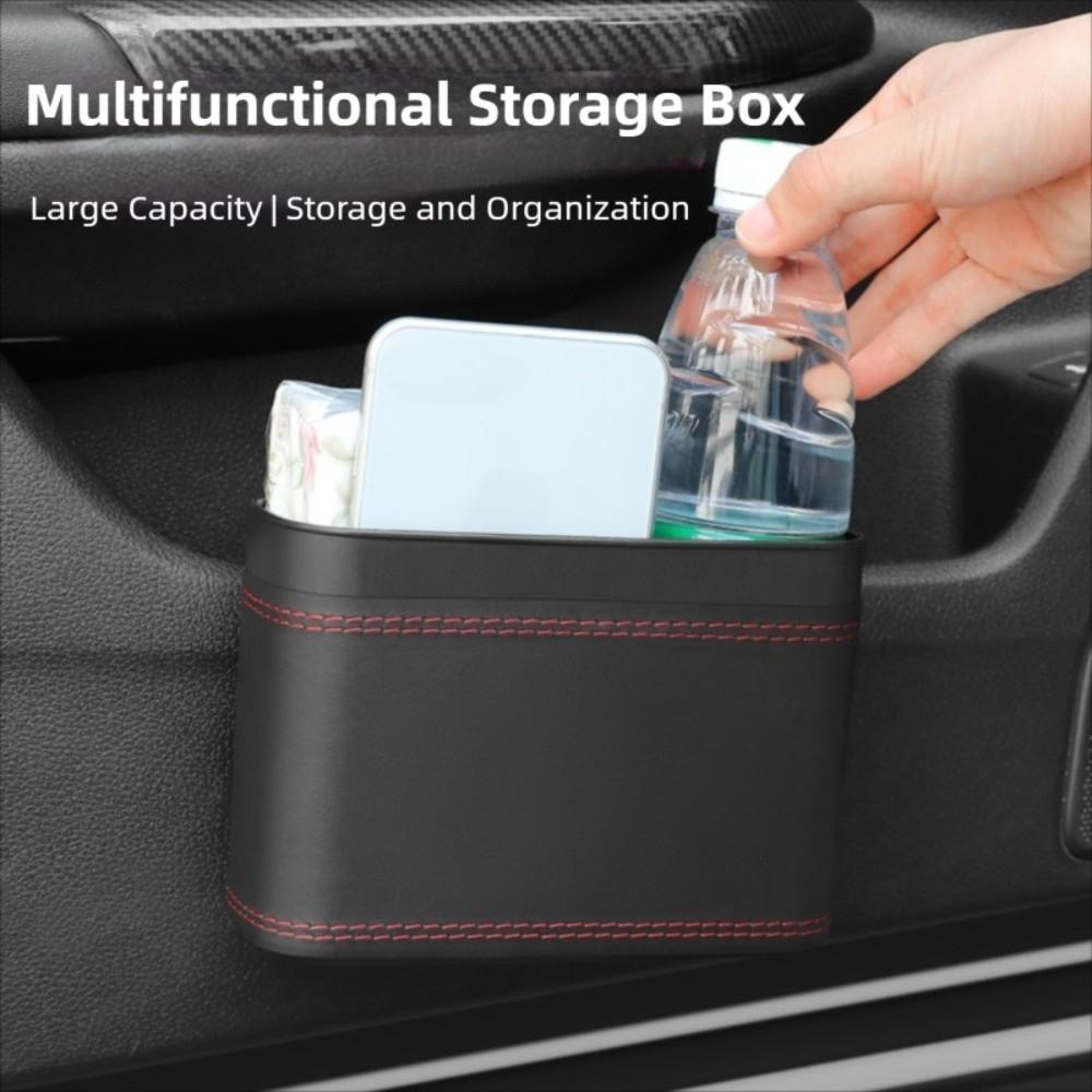 PU Leather Car Press-down Storage Box Waterproof Hanging Storage Bin Vehicle Trash Can  Car Storage