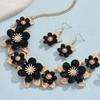 Flower Necklace Earring Ring Set Exquisite Clavicle Chain Fashion Flower Jewelry Set  Banquet