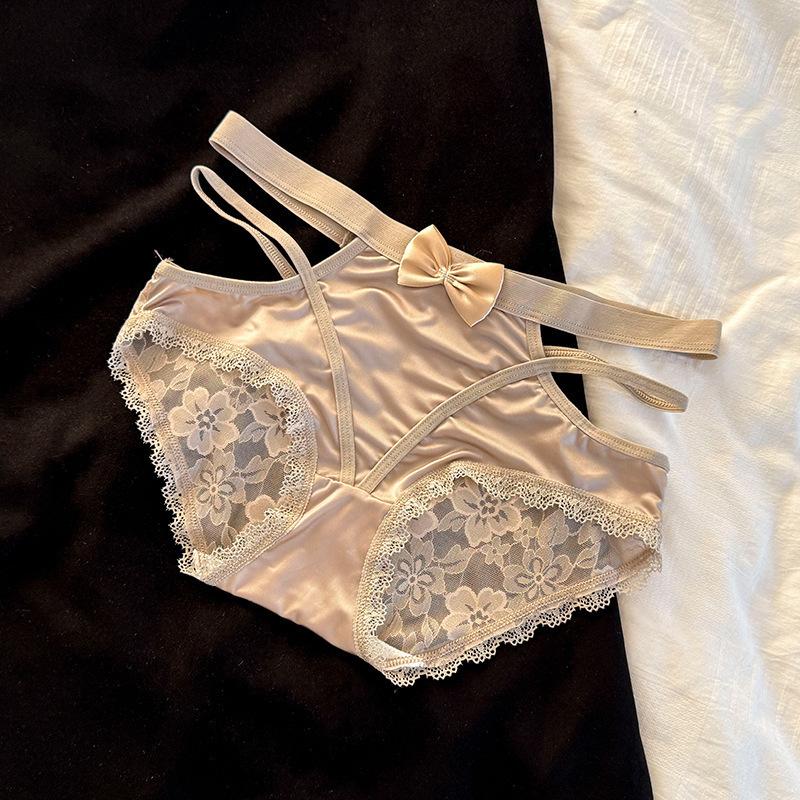 Lady Summer Pure Desire Sexy Lace Satin Comfortable Hollow Low Waist Triangle Briefs