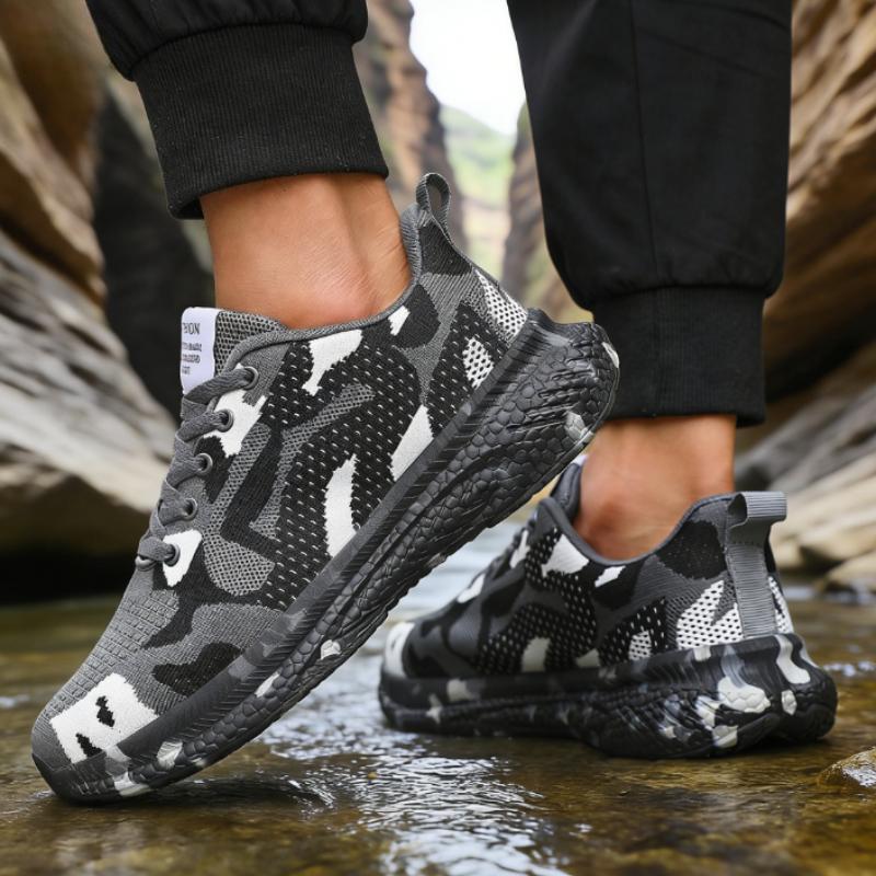 Men's Camouflage Mesh Sneakers Breathable Lightweight Comfortable Casual Sports Shoes Non-Slip Outdoor Walking Running Shoes Man