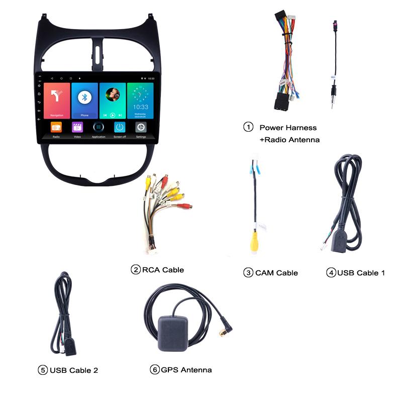 Car Radio For Peugeot 206 206CC 206SW 2000-2016 Citroen C2 2004-2008 Player Android WIFI GPS Navigation Stereo 2din 1+16GB