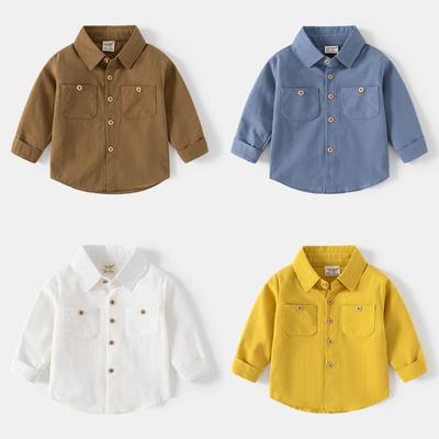 Chemise décontractée en coton à manches longues et revers pour enfants, nouvelle collection automne