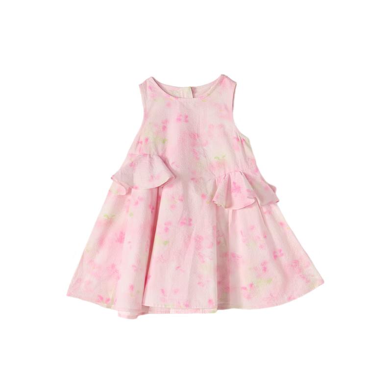 Deesha Girls' Sweet Floral Sleeveless Cotton Dress