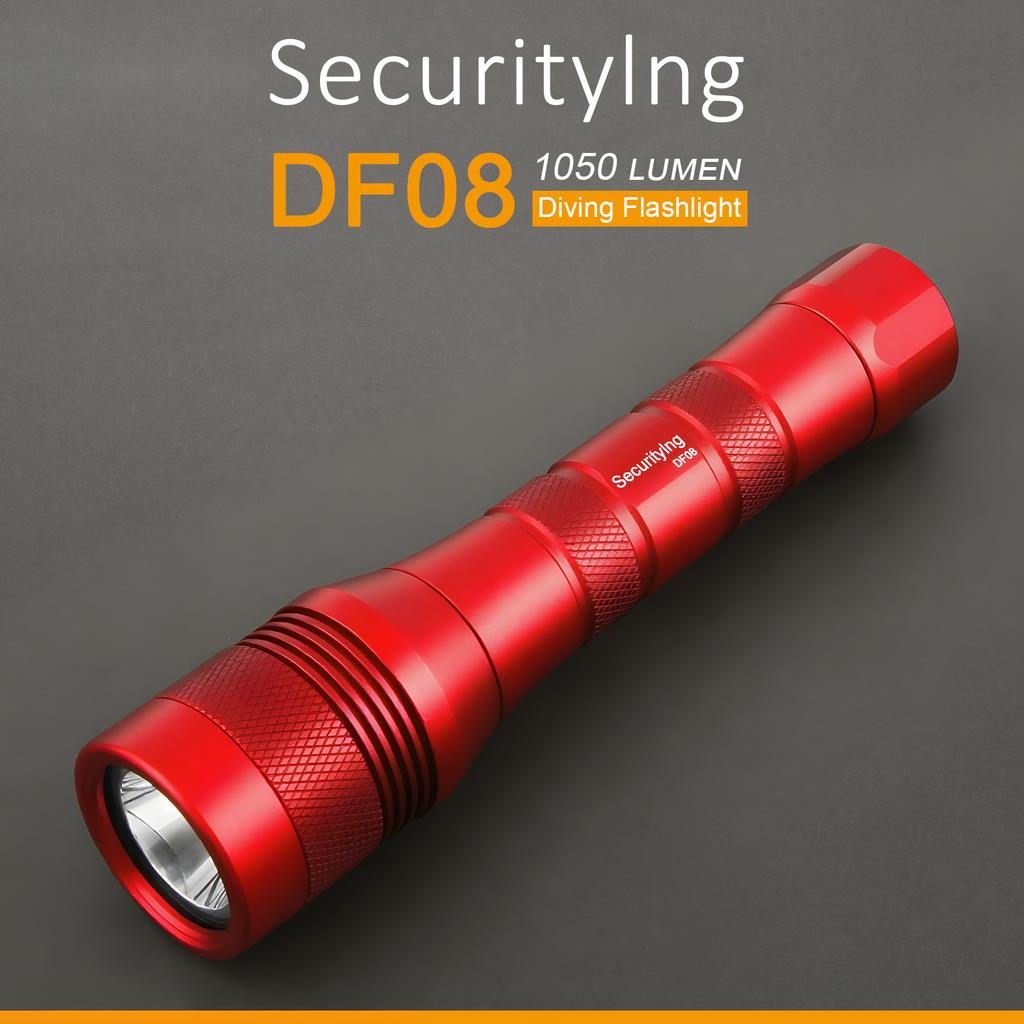 SecurityIng DF08 Scuba Diving Flashlight 1050LM Underwater 150m Deep Waterproof Torch Light with 9 Degree Beam Angle