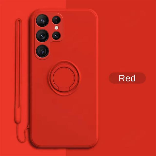Ring Holder Magnetic Phone Case For Samsung Galaxy S25 S24 S23 S22 Ultra S21 S20 FE S10 Plus Note 20 Ultra Liquid Silicone Case