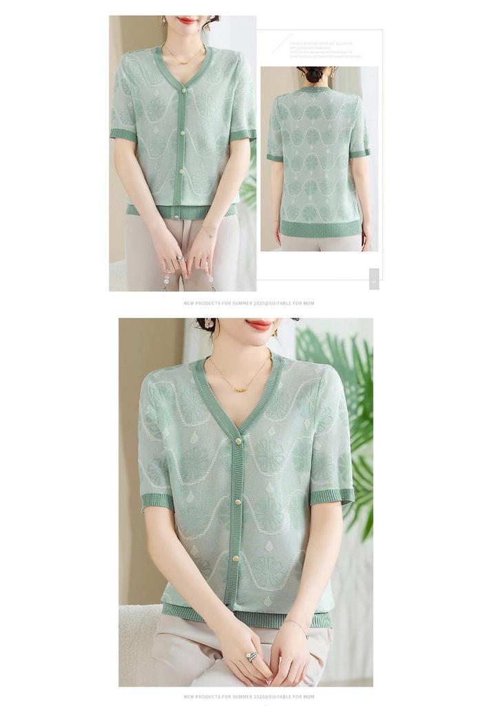 Mom's Elegant Summer Short-Sleeve Shirt - 2026 New Style for Middle-Aged and Elderly Women