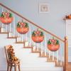 Vibranting Hand Carveds Pumpkins with Bowknot Designs Sturdy Wood Decoration for Seasonal Window and Door Display
