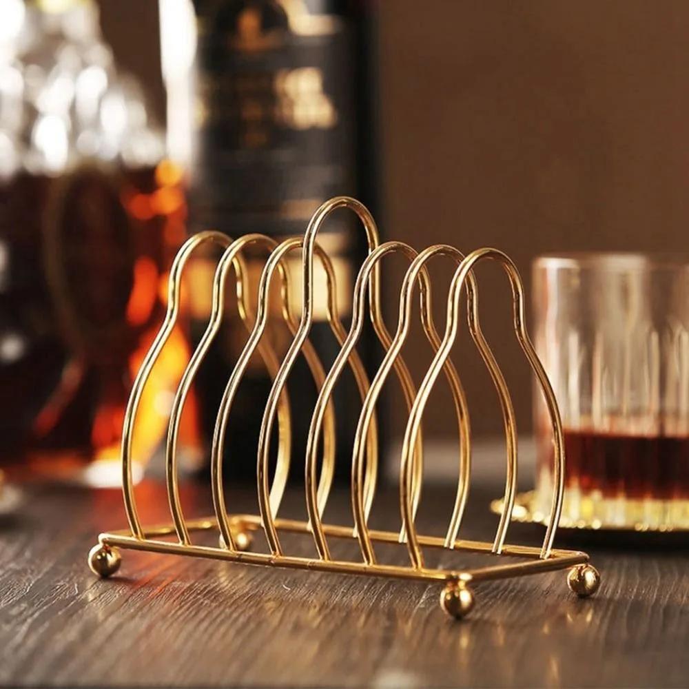 7 Pcs/set Mini Cake Plates Carved Patterned Cup Mat Alloy Dessert Plate Snack Tray Fruit Tray Placemat Dishes Rack Set