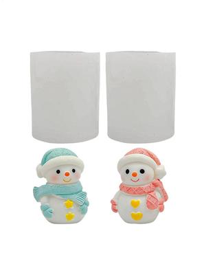 2 Pièces Moules en Silicone de Noël Bonhomme de Neige Moules en Silicone de Noël Réutilisables Coulée de Résine Pour Savon Plâtre Décoration de la Maison Fête Art