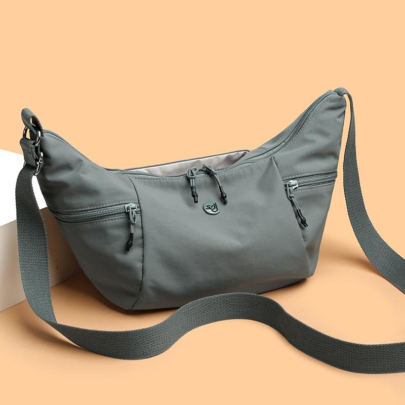 Women's Lightweight Nylon Hobo Bag - Crescent Crossbody Purse with Adjustable Strap (Water-Resistant for Work & Daily Use)