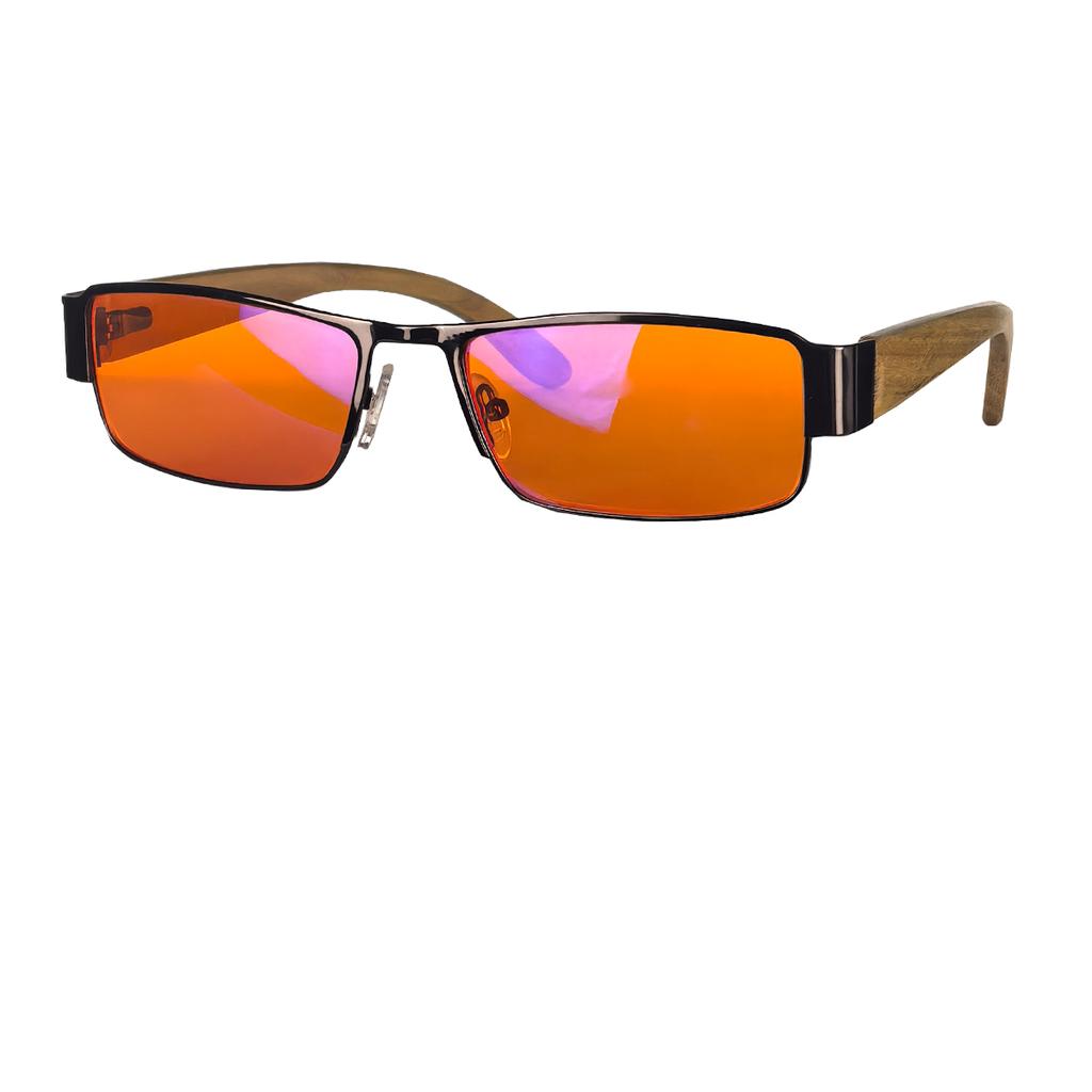 SHINU anti blue light lenses yellow driving glasses sleep glasses red lens orange gamging lens with wood leg frame
