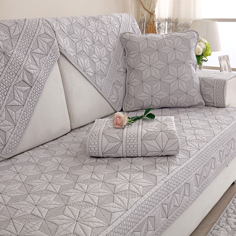 

Pure Cotton Sofa Cushion Fabric Cotton Modern Minimalist Non-Slip Cushion Scandinavian All Year Round Universal Sofa Cover Cover Cloth Light gray Lucky Star 70*70cm