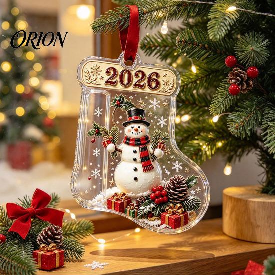 Holiday Tree Hanging Decor Christmas Stocking Money Holder for Tree, 2D Acrylic Sock Shaped Cash Decorative Ornament Gift Xmas Stuffers, Party Favors