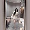 Lazy & Charming Women's V-neck Knitted Cardigan with Fox Fur - 2025 Autumn/Winter Collection