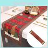 Elegant Christmas Table Runner Soft Plaid Fabric Embroidered Design For Festive Dining Experience
