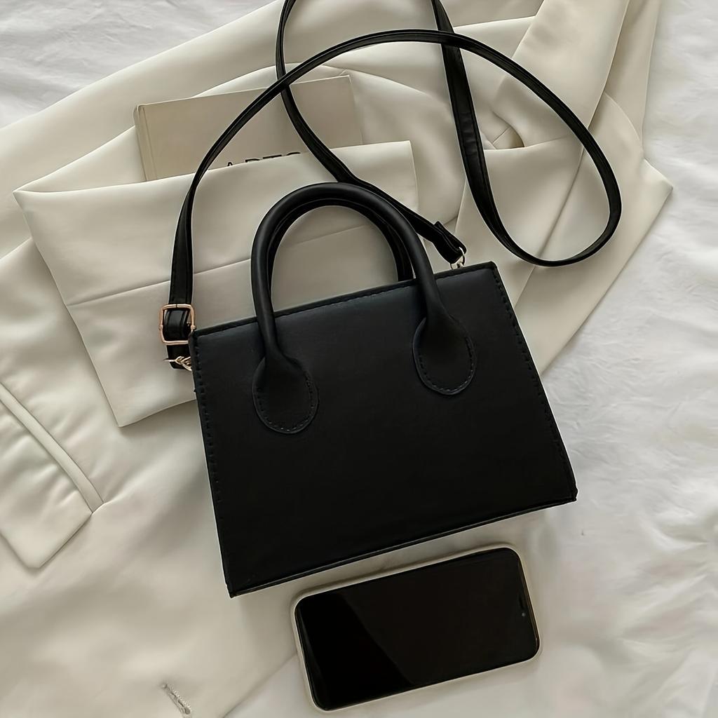 Trendy Square Handbag for Women Simple Mini Crossbody Bag Minimalist Top Handle Shoulder Bag Solid Color Purse Designer Bag