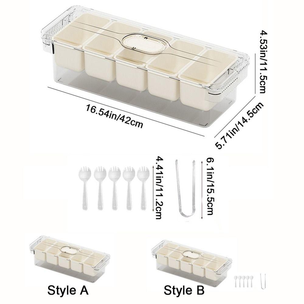 Transparent Ice Chilled Tray Platter 5 Grids Snacks Container Condiment Container for Home