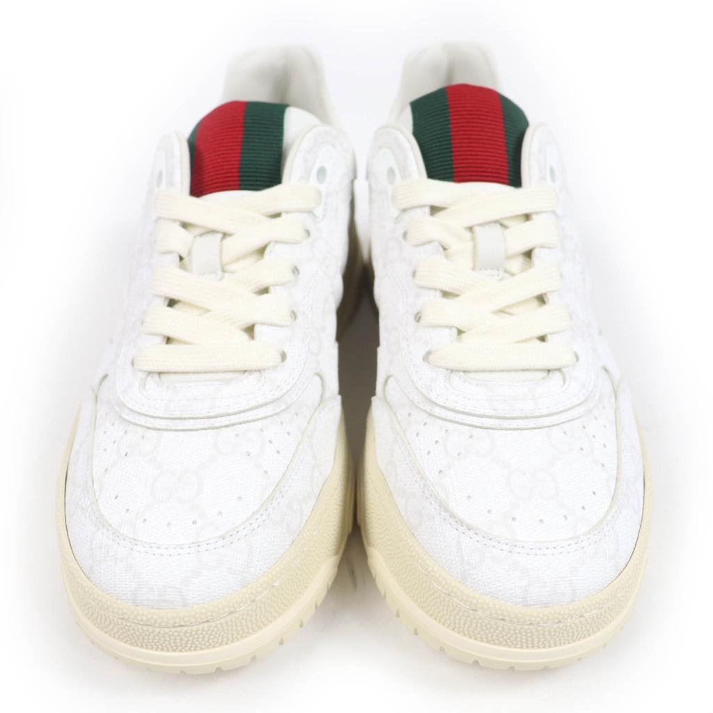 Pristine GUCCI Low Cut Sneakers Web Line White GG Supreme Women 36.5 816818 Used