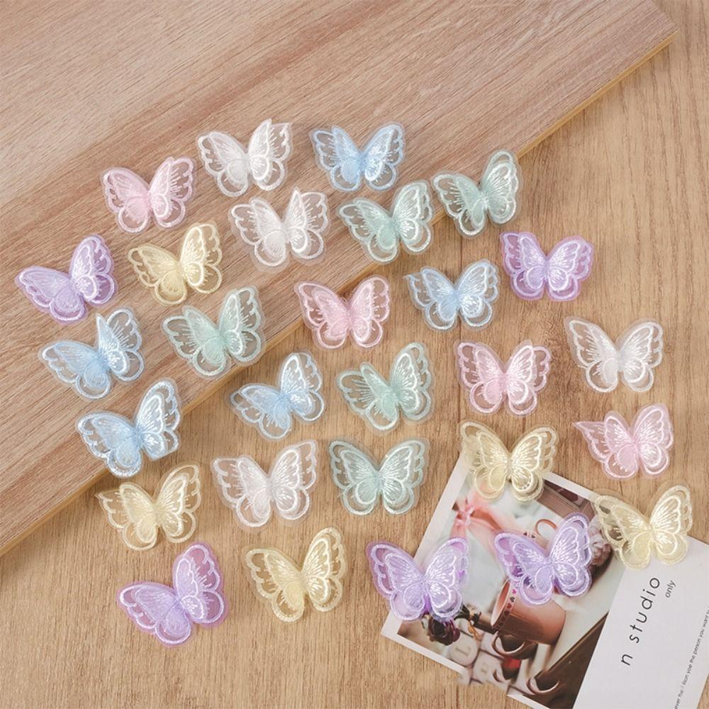 20 Stück Doppellagiger Chiffon-Schmetterling 3D Nähhandwerk Dekoration Bekleidungsdesign Materialien