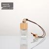Aromatherapy Car Perfume Bottle, Refillable Glass with Wooden Lid & Lanyard, Portable Square Design.