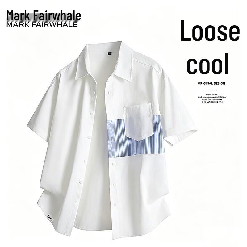 MARK FAIRWHALE Men s Short Sleeve Ice Feel Casual Shirt M белый