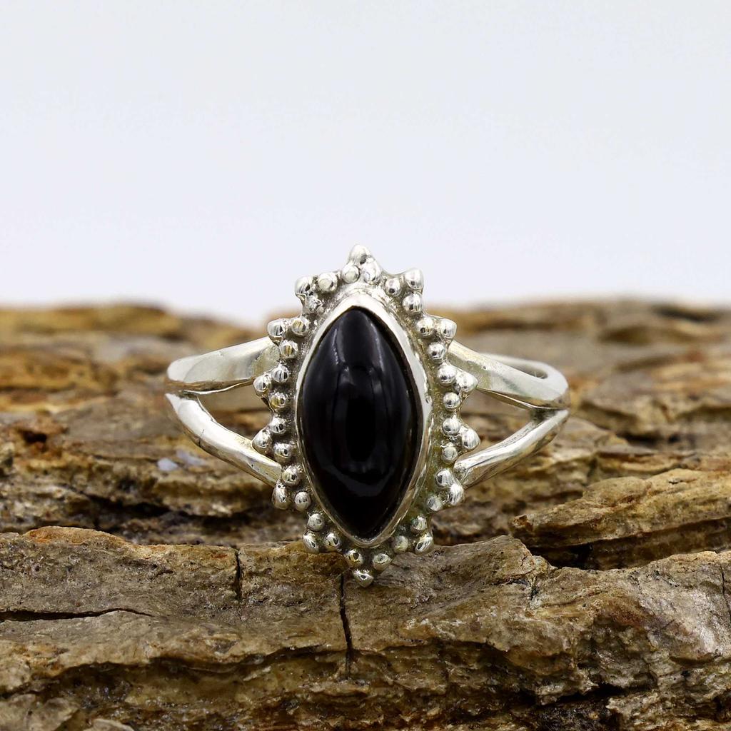 Black Onyx Gemstone Ring, Bohemian Ring, Designer Ring, Statement Ring, Birthday Gift, Silver Jewelry, 925 Sterling Silver