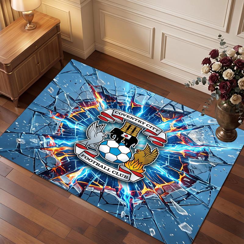 Tappeto in Velluto di Cristallo con Stampa del Coventry City Football, Comodo Assorbente d'Acqua Antiscivolo Tappeto per Pavimenti Interni