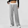 New Women's Color Block Drawstring Wide Leg Sweatpants, Loose Fit Casual Joggers with Elastic Waist for Yoga, Lounge and Street Style