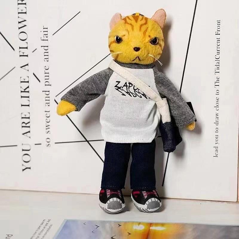 Wear Cool Clothes Cat Plush Keychain Toy Stuffed Dolls Backpack Pendant Gifts