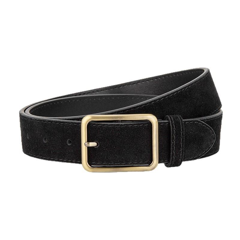 Korean Version of Simple Square Buckle Versatile Suede Belt for Women High-end Frosted Retro Dress Belt Leather Belt