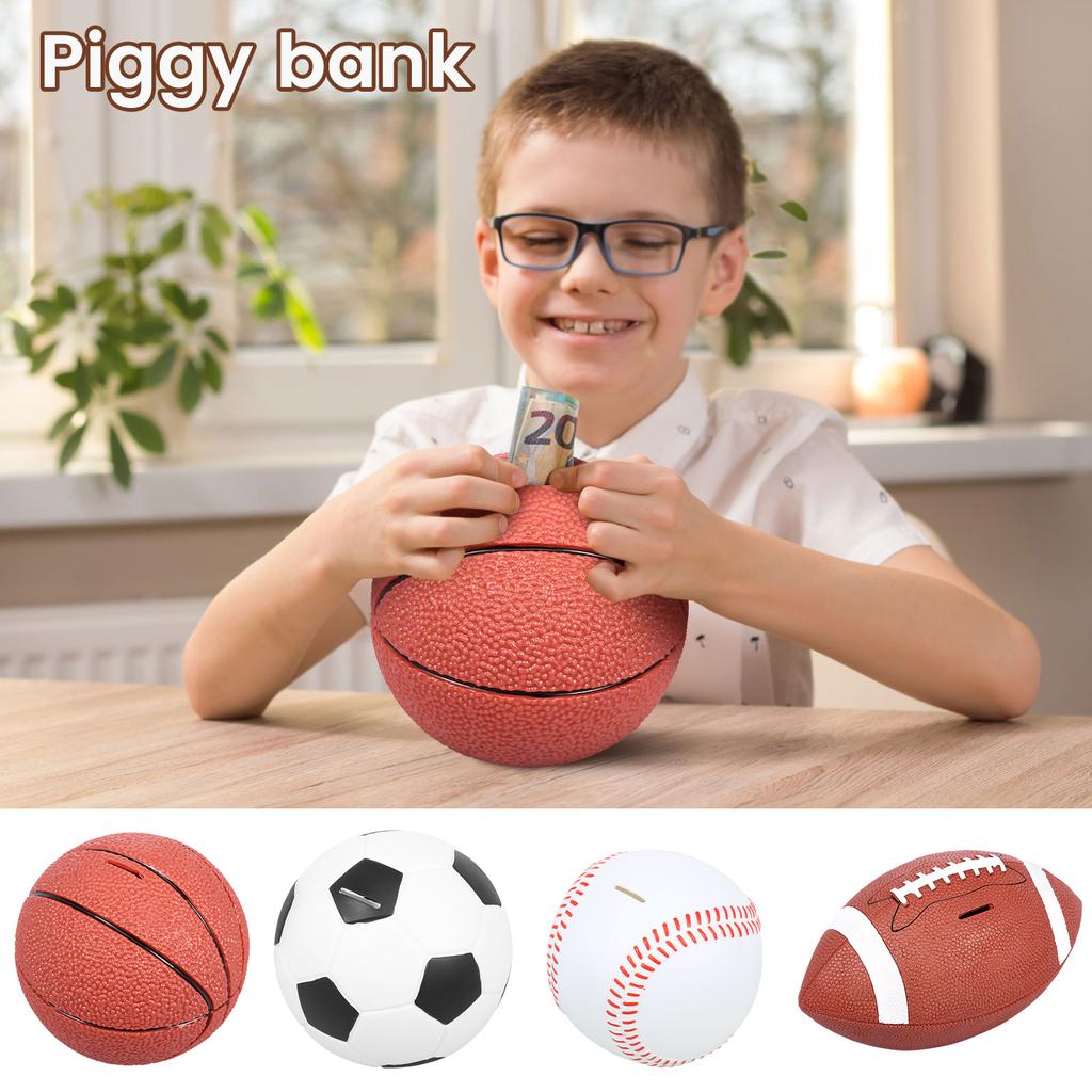 Sportovní kasička Elastické kasičky na mince Spořicí nádoba Basketbalový/Fotbalový/Fotbalový/Baseballový kasička pro chlapce dívku Sportovní fanoušek Suvenýr