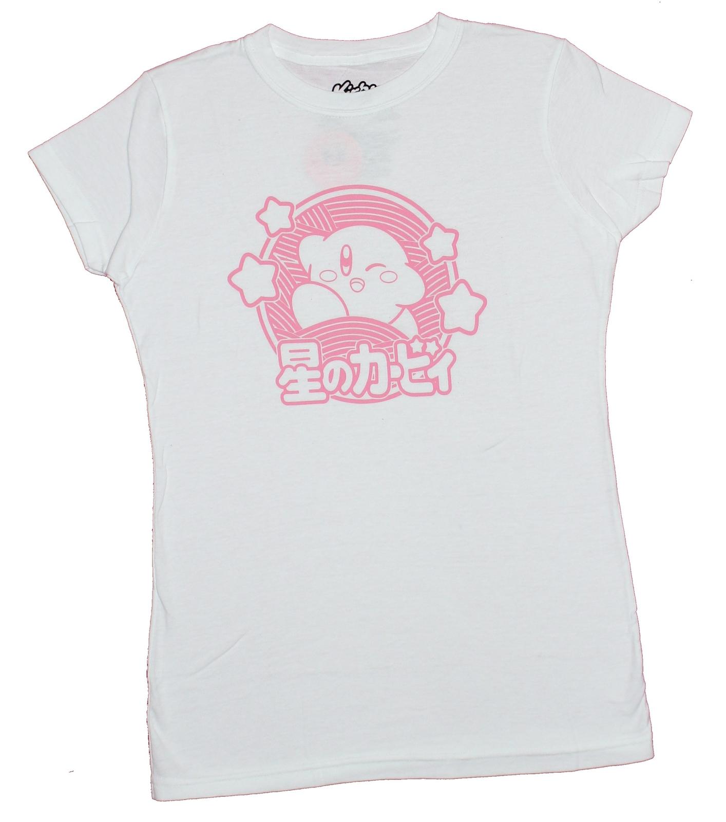 Kirby Girls Juniors T-Shirt - Pink Pic of Kirby And Kanji XXXXL