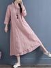 Robe Printemps Femme Vestidos Robe Elbise Lâche Grande Taille Coton Lin Double Couche Longue Robe