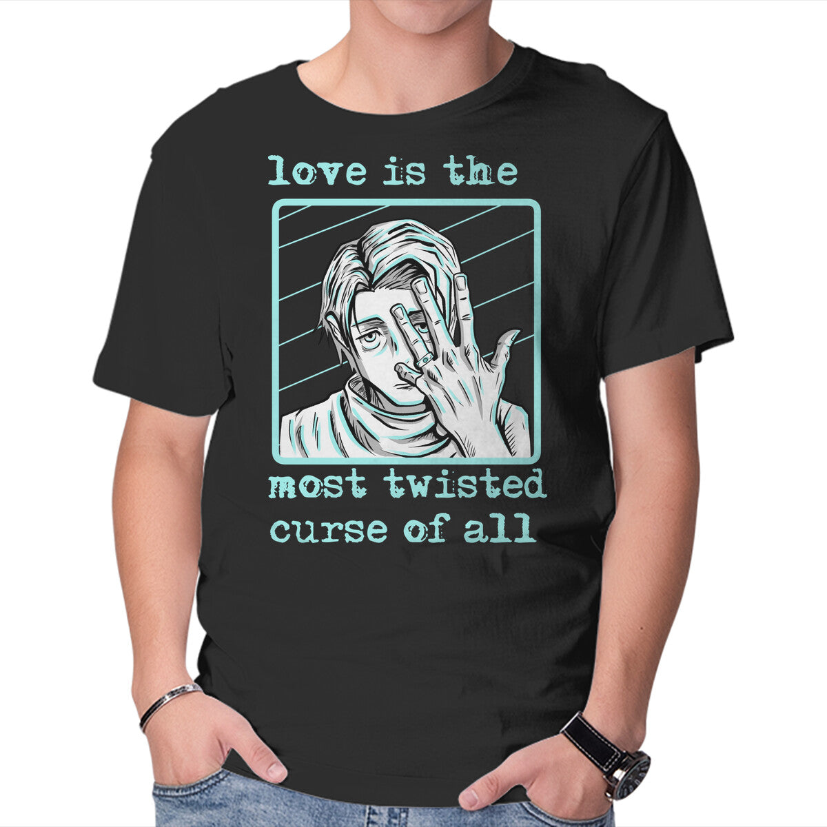 Unisex Crew Neck T-Shirt Curse Love Graphic Short Sleeve Casual Tee XS
