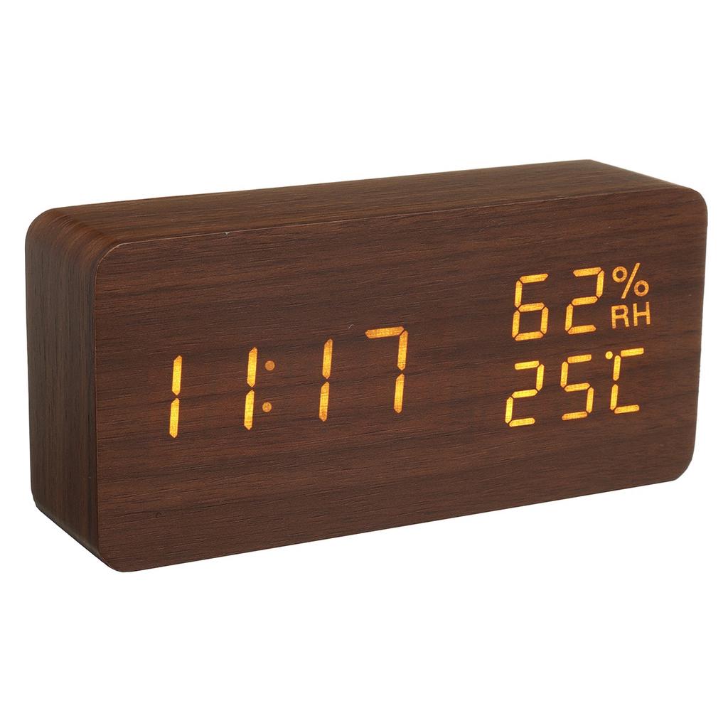 Digital Alarm Wood Desk Clock LED Display Temperature Wooden Style For Room Digital Alarm Wood Desk Clock LED Display Temperature Wooden Style For Room