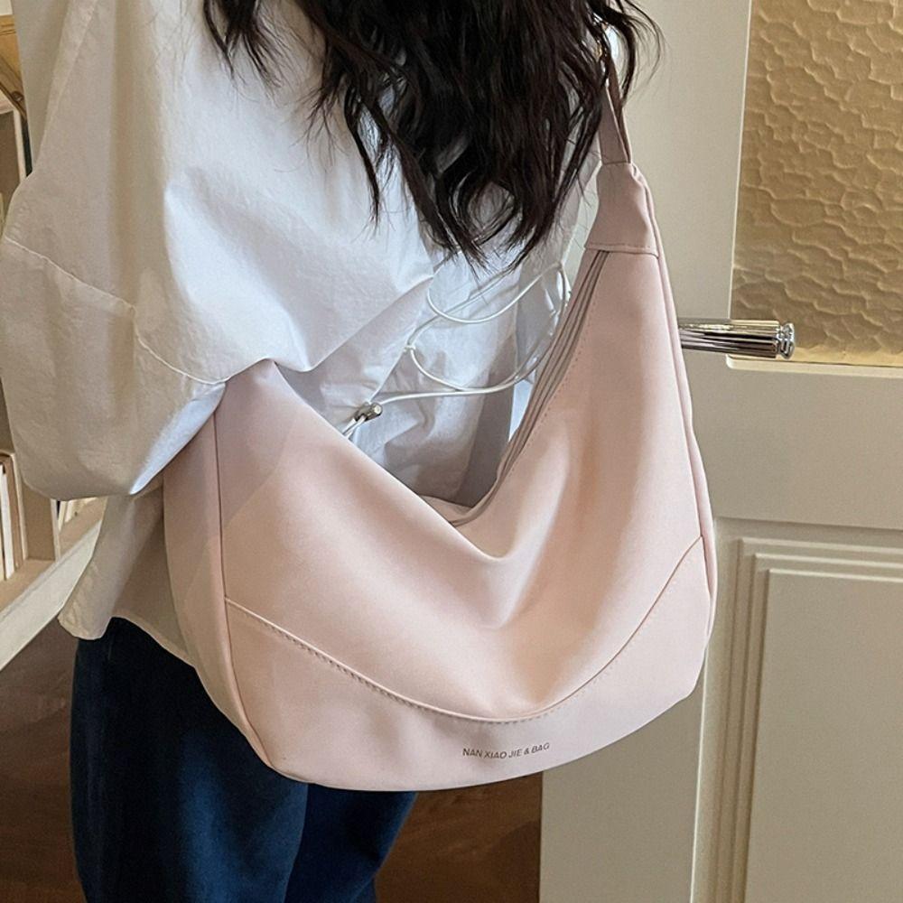 Fashion Casual PU Leather Shoulder Bag Large Capacity Zipper Commuting Bag Underarm Bags