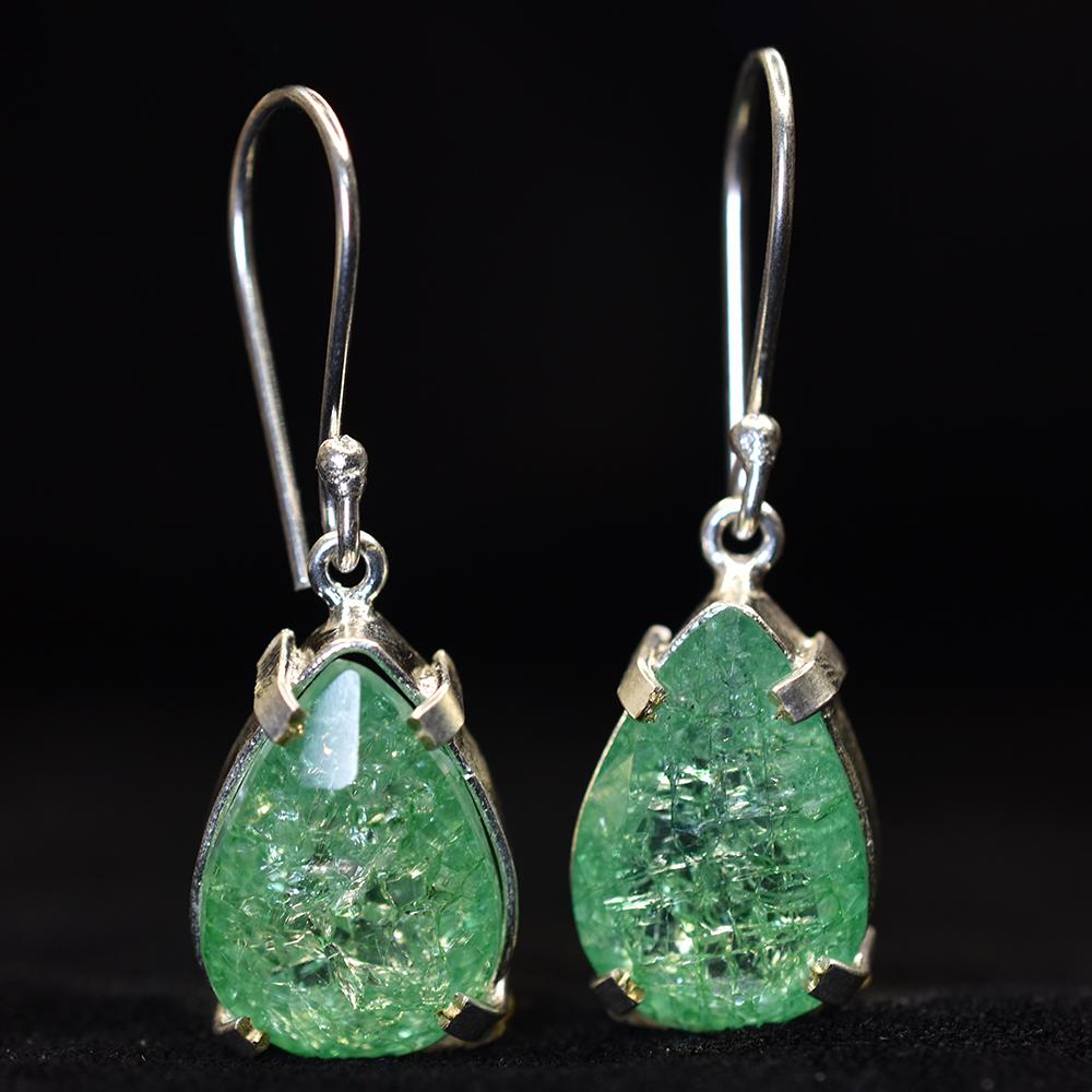 Colombian Green Emerald Pear Earring 925 Sterling Silver 59 Ct Certified Gems My.er-35-k